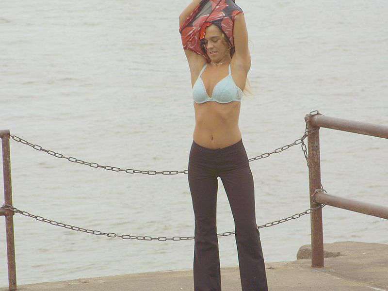 At a riverside promenade