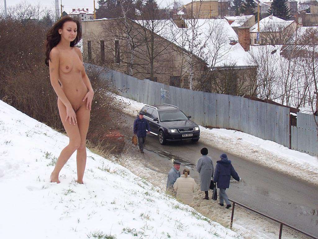 Christmas girl in the snow