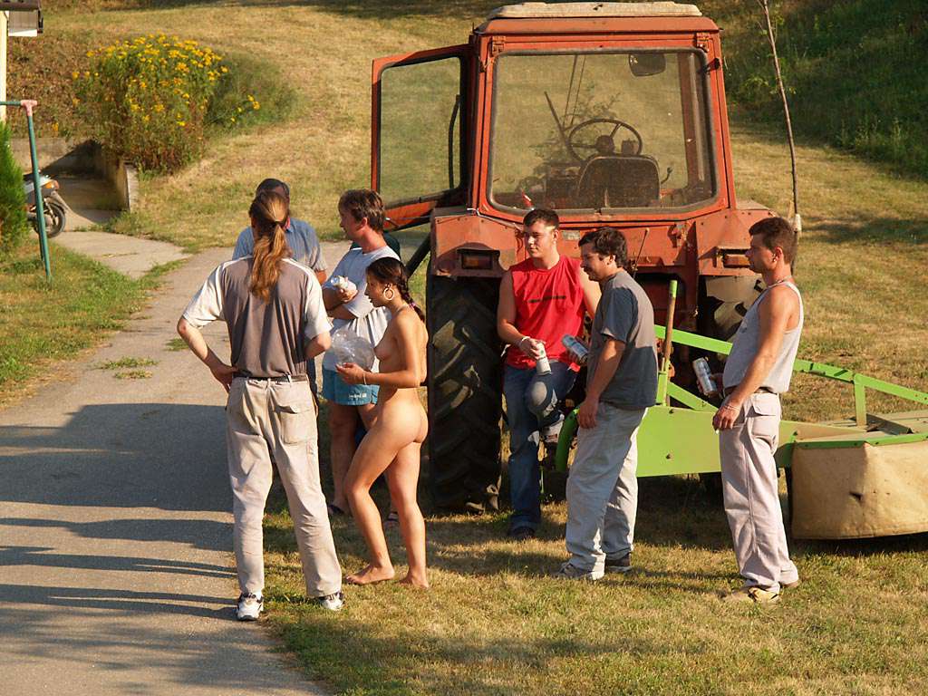 Handing out beers to construction workers