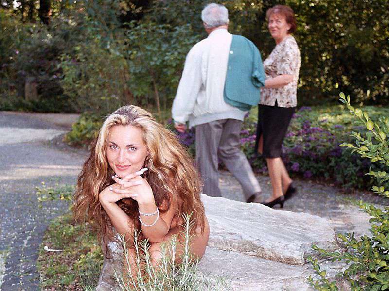 In a botanical garden and the park